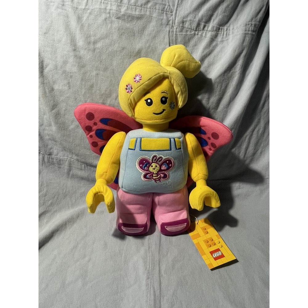NEW Legoland Florida LEGO Pink Butterfly Girl‎ w/ Wings 13" Plush Stuffed Toy